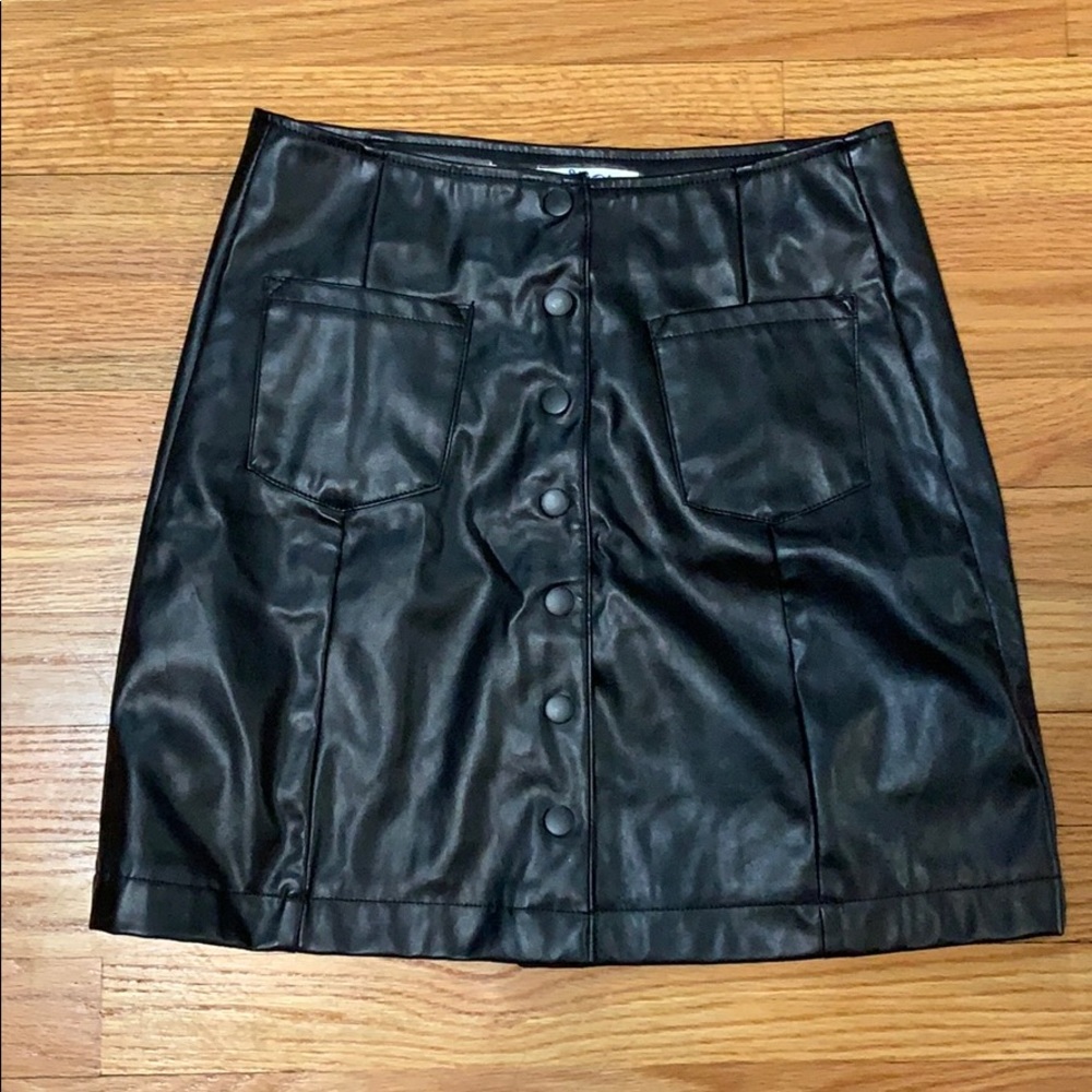 Leather Button Down Skirt